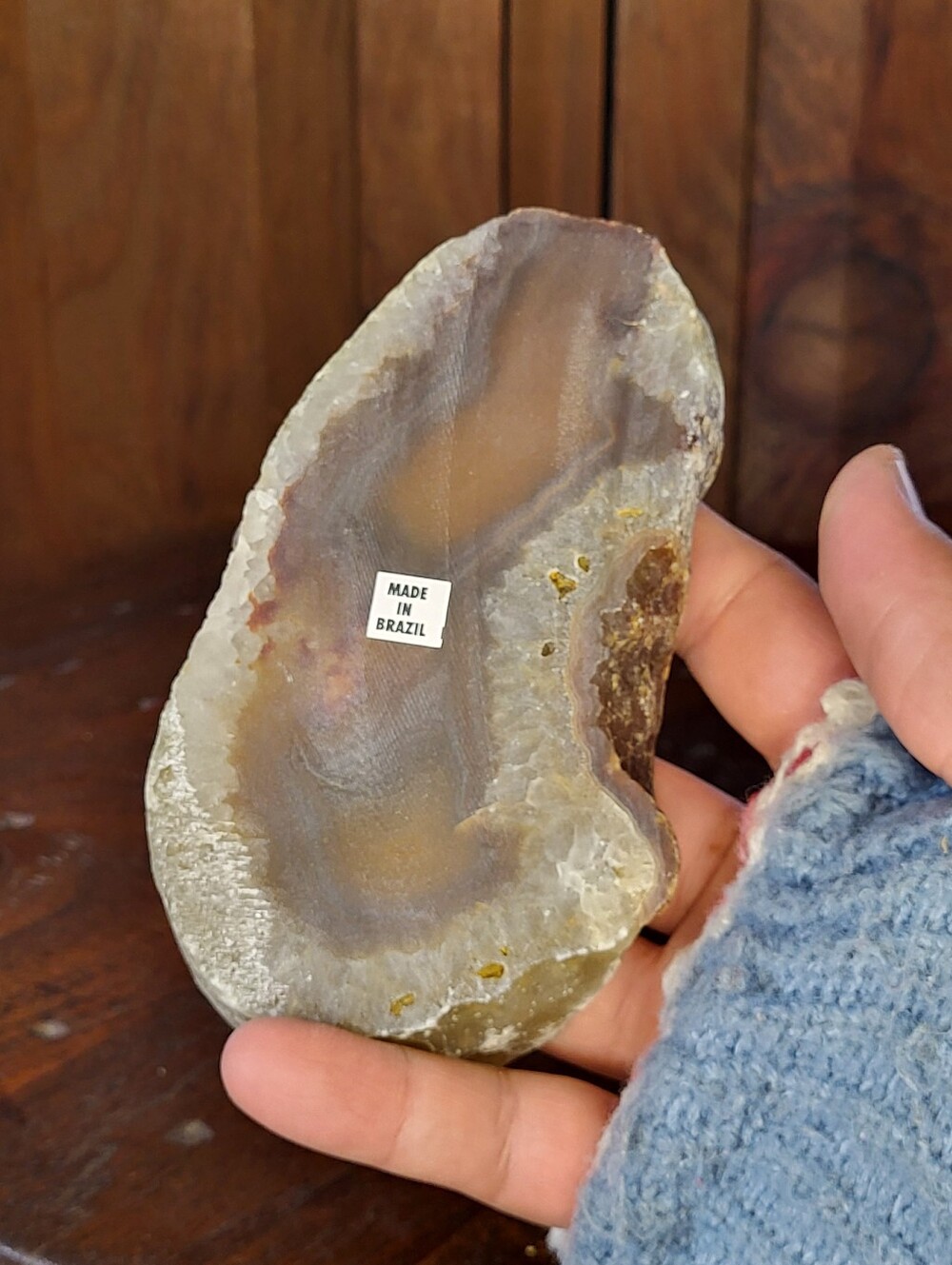Polished Agate Geode Slice - Amber Brown Glow - Picture 7 of 12